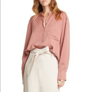 NWT Vince Relaxed Band Collar Button Down Shirt Blouse Esme Small